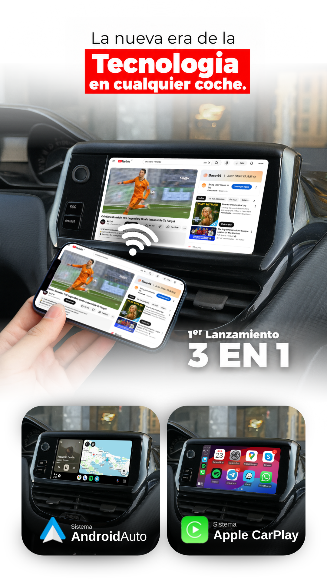 Adaptador Carlega Pen PRO: la nueva era de la tecnología en cualquier coche, 3 en 1 con Android Auto y Apple CarPlay