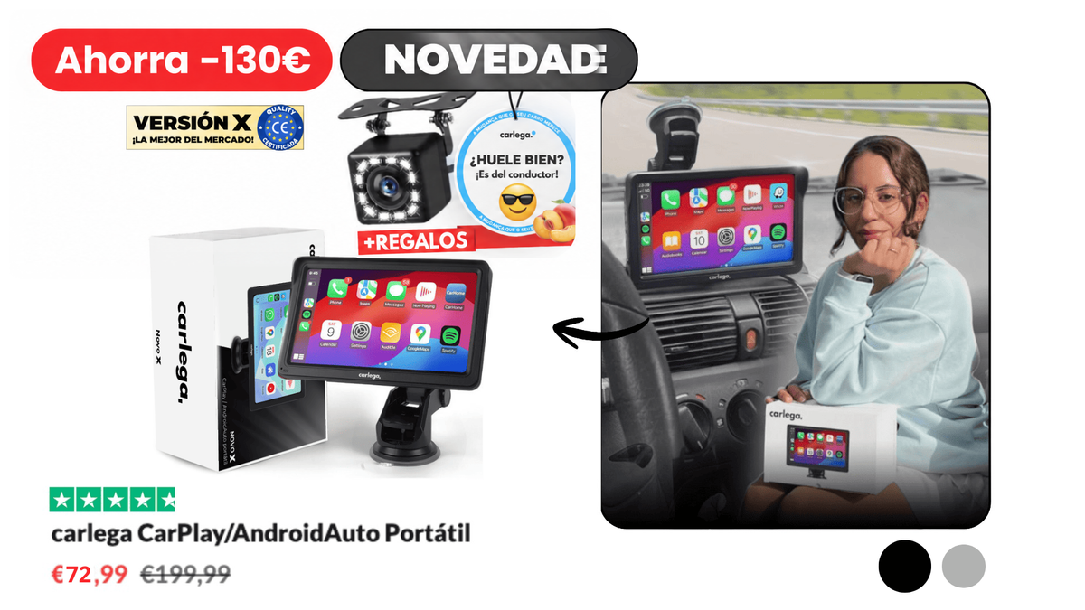 Pantalla CarPlay Carlega X versión X: ahorra 130 €, novedad, con cámara y ambientador de regalo